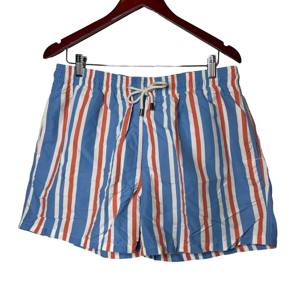 Solid and Stripe men striped blue white swim trunks sz XL
